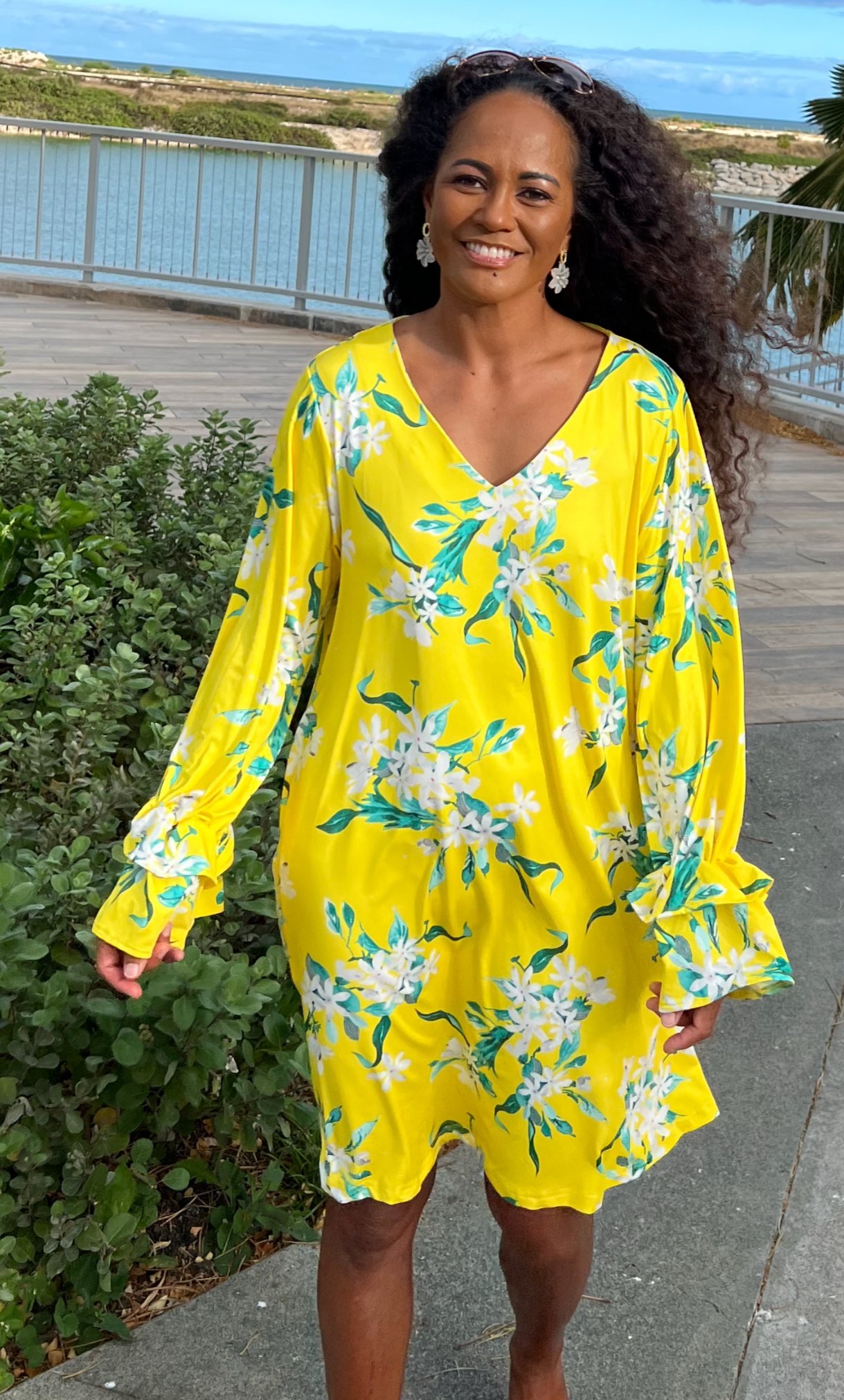 Plus size yellow floral dress online